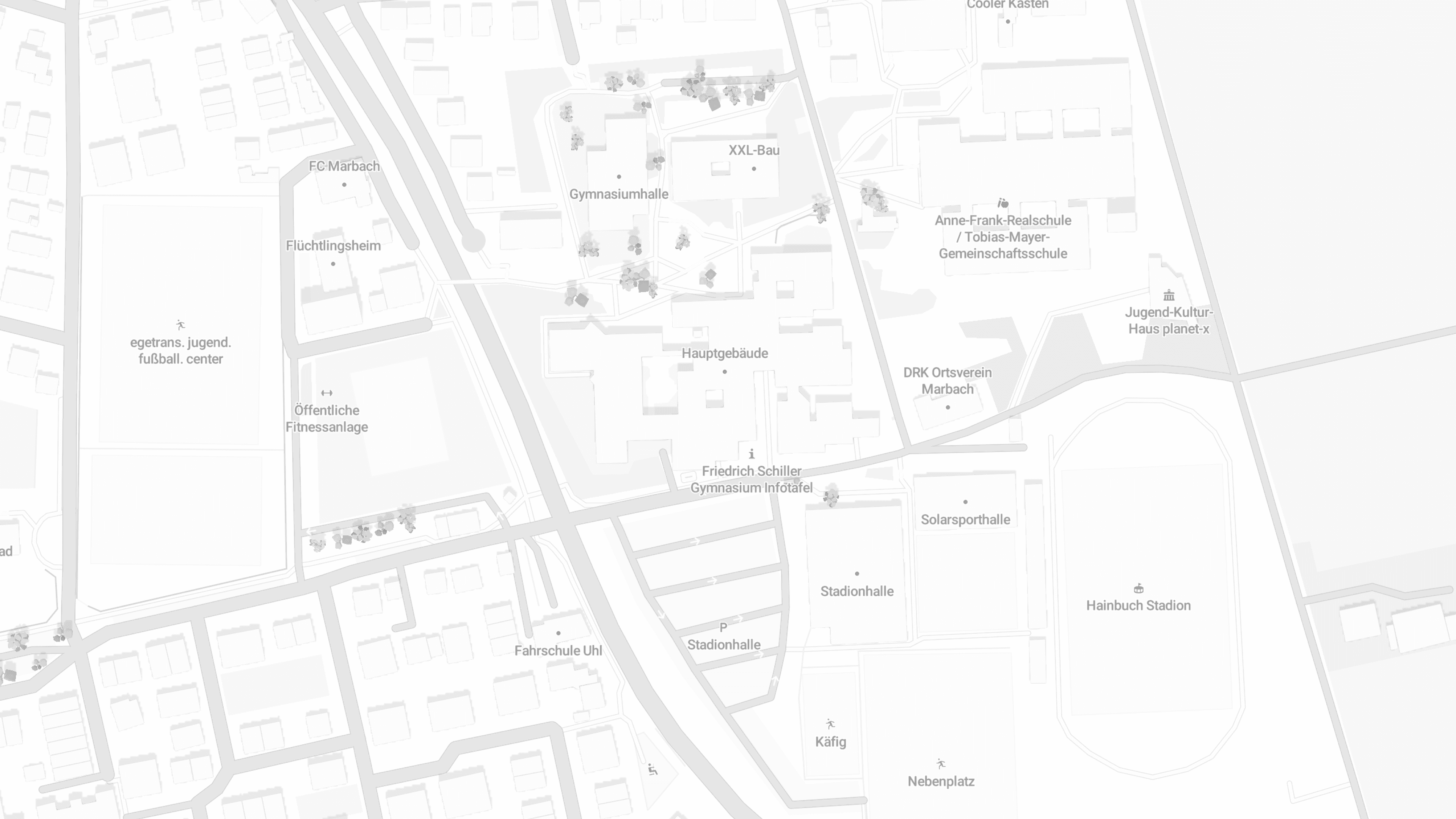 eine schwarz-weiße Karte einer Stadt mit vielen Gebäuden