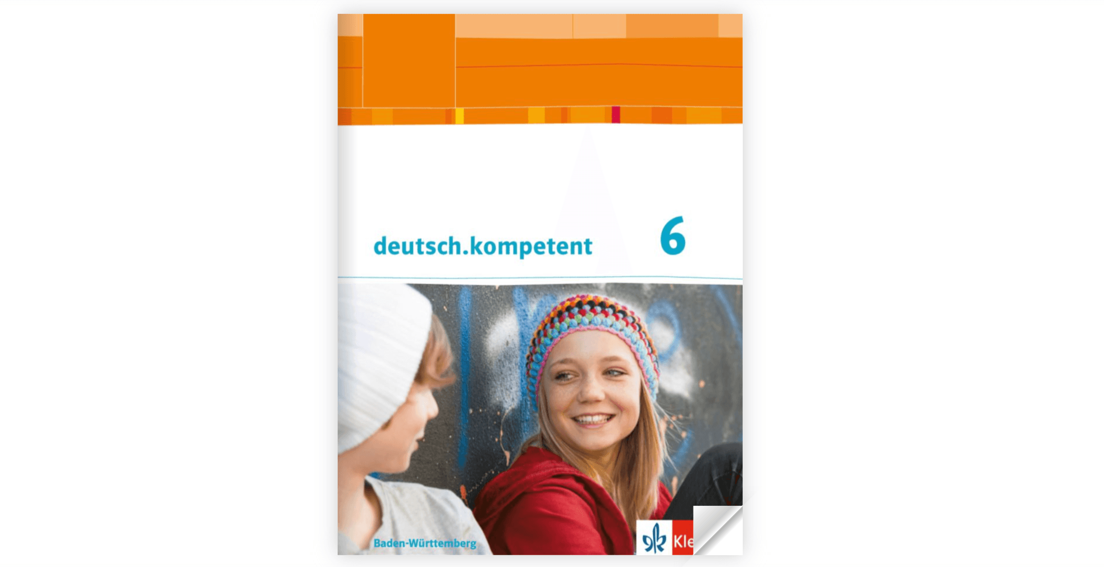 Klett Deutschbuch Klasse 6 auf dem sich zwei Jugendliche lachend anblicken